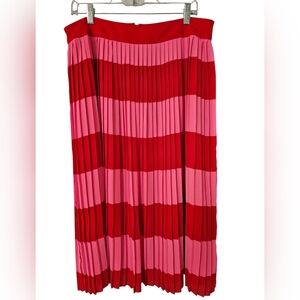 Striped Red and Pink Pleated Skirt